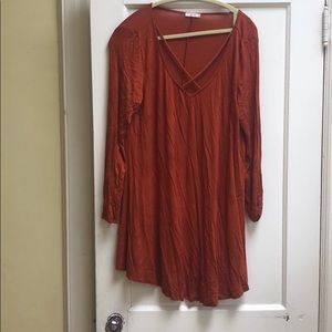 Cross cross dark orange shift dress